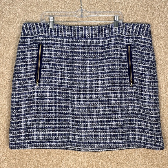 Loft Plus skirt size 20 textured plaid pattern lined side zipper clueless preppy - Picture 1 of 11
